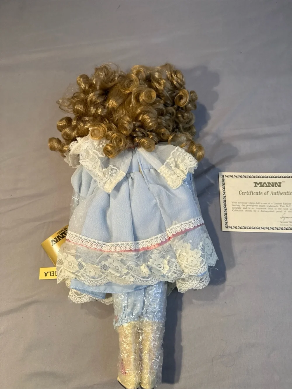 Seymour Mann Angela porcelain doll Blue Lace Trim Girls' Dress Doll Outfit